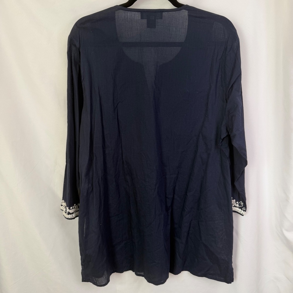 Karen‎ Kane Embroidered Tunic Top Navy Blue 1X NWT Luxury Boho Chic $158 - Picture 8 of 10